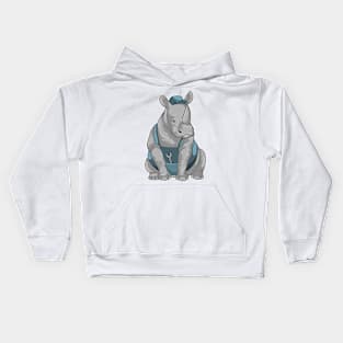 Rhino as Craftsman with Wrench Kids Hoodie